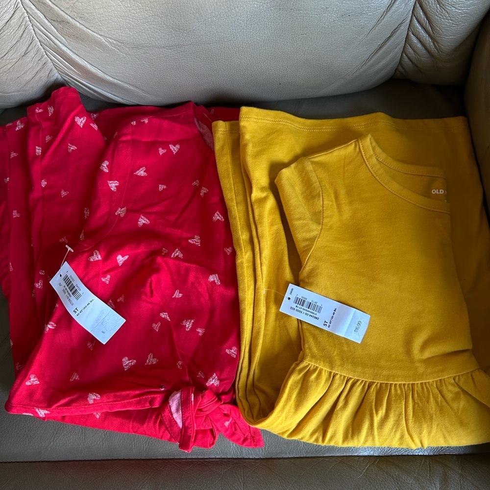 Kids Girls Old Navy Dresses Lot Of 2 Yellow & Red 5T NEW